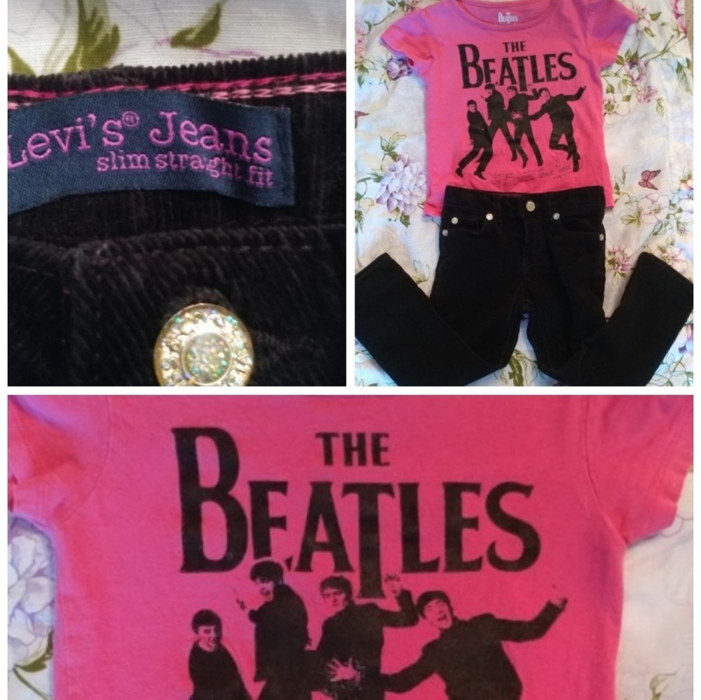 Levi's Black Corduroy pants and Beatles Shirt